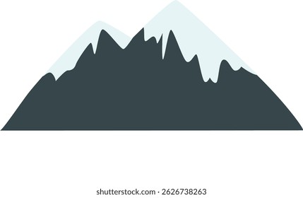 Simple silhouette of snowy mountain peak. Ideal for landscapes, outdoor graphics, cold climate themes, and nature icons.
