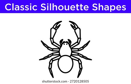 Einfache Silhouette einer Spinne einzeln auf weißem Hintergrund