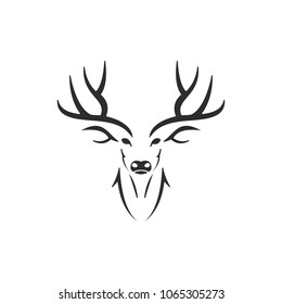 Simple Silhouette Stag Deer Antlers Head Stock Vector (Royalty Free ...