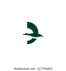 Simple silhouette of a swan flying