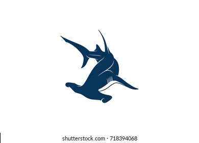 Simple Silhouette of Swimming Hammerhead Shark