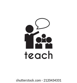 simple silhouette the teacher teaches icon