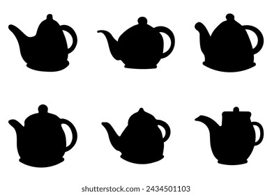 Simple silhouette of a teapot. Icon set