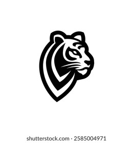 simple silhouette of tiger head logo vector