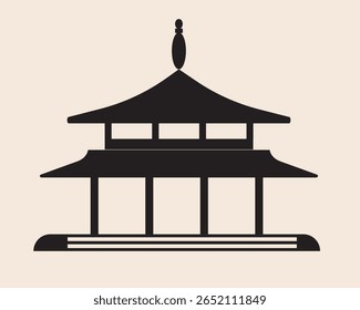 Simple silhouette traditional building isolated, flat vector stock illustration as icon or logo for design