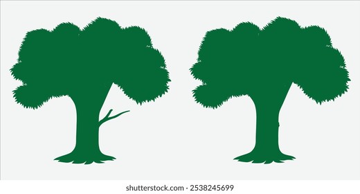 A simple silhouette of trees with distinct shapes, creating a natural and minimalist look. Ideal for eco-friendly designs, nature themes, and outdoor visuals.