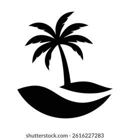 Simple Silhouette of a Tropical Island with Palm Tree

