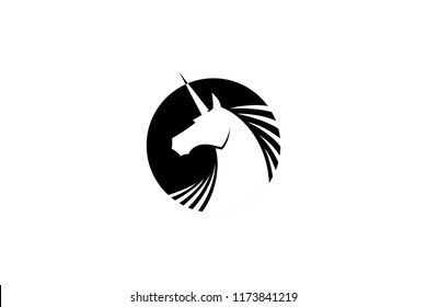 Simple Silhouette of Unicorn Logo Design