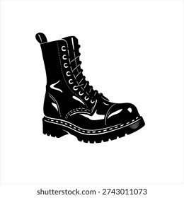 simple  silhouette vector drawing of high army leather boots