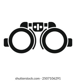 Simple silhouette vector icon of a trial frame, the instrument used by optometrists and ophthalmologists to test people's eyesight