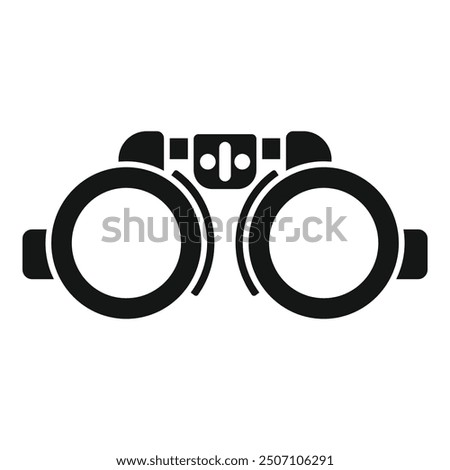Simple silhouette vector icon of a trial frame, the instrument used by optometrists and ophthalmologists to test people's eyesight