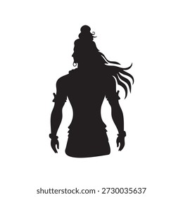Simple silhouette vector illustration of Lord Shiva, minimalist Hindu deity design, perfect for spiritual, religious, and cultural projects or artwork.