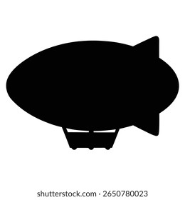 Simple silhouette of a vintage zeppelin airship with a gondola cabin