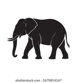 Silueta simple de un elefante que camina