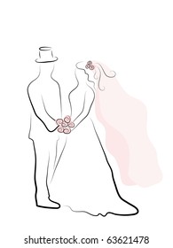 Simple silhouette of wedding couple