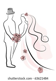 Simple silhouette of wedding couple