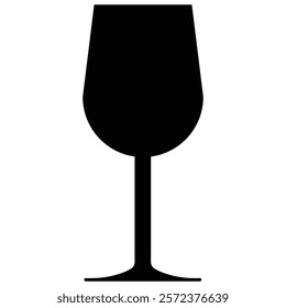 Simple silhouette of a wine glass, elegant and minimalist black color flat style design. Perfect for menus to websites.