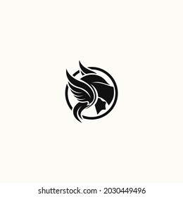 simple silhouette of woman or valkyrie. for logo or icon