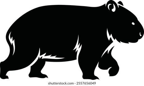 Simple Silhouette of Wombat Walking