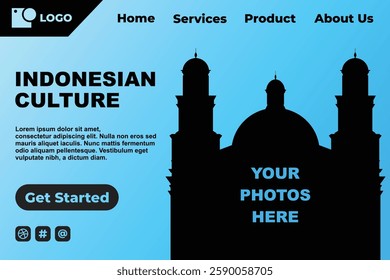 Simple Silhouettes and Gradient Indonesian Cultural Historical Landmark Template for Web Landing Page and Presentation Background