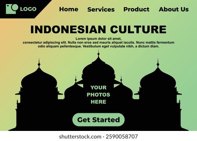 Simple Silhouettes and Gradient Indonesian Cultural Historical Landmark Template for Web Landing Page and Presentation Background