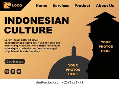 Simple Silhouettes and Gradient Indonesian Cultural Historical Landmark Template for Web Landing Page and Presentation Background