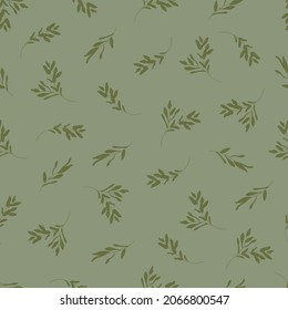 Siluetas simples de hojas sin costura. El eucalipto deja un fondo verde natural. Diseño de jardines para la reserva de recortes, embalajes, textiles. La ilustración vectorial es botánica.