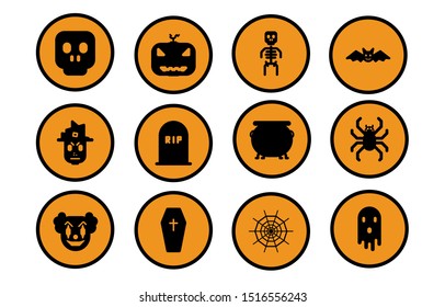 simple silhouettes vector icons set for Halloween