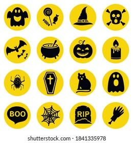 Simple silhouettes vector icons set for Halloween