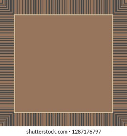 simple silk scarf with diagonal lines border on brown