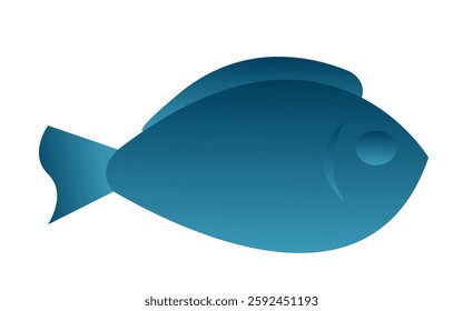 Simple silver fish sea or aquarium. Vector illustration isolated on white background.