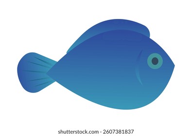 Simple silver fish sea or aquarium. Vector illustration isolated on white background.