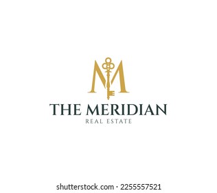Simple Silver Letter M Real Estate Logo Design Template
