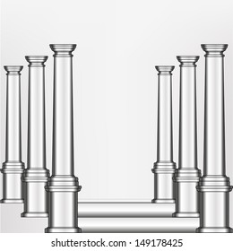 simple silver model of the old Greek column in an abstract arrangement on illustration 