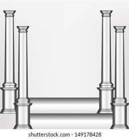 simple silver model of the old Greek column in an abstract arrangement on illustration 