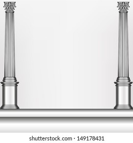 simple silver model of the old Greek column in an abstract arrangement on illustration 