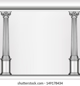 simple silver model of the old Greek column in an abstract arrangement on illustration 