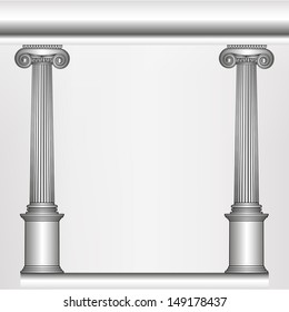 simple silver model of the old Greek column in an abstract arrangement on illustration 