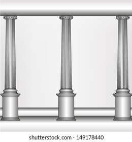 simple silver model of the old Greek column in an abstract arrangement on illustration 