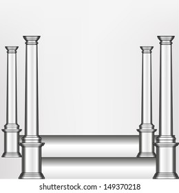 simple silver model of the old Greek column in an abstract arrangement on illustration 