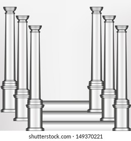 simple silver model of the old Greek column in an abstract arrangement on illustration 