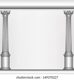 simple silver model of the old Greek column in an abstract arrangement on illustration 