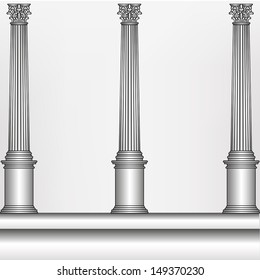 simple silver model of the old Greek column in an abstract arrangement on illustration 