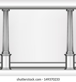 simple silver model of the old Greek column in an abstract arrangement on illustration 