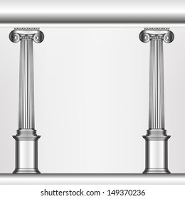 simple silver model of the old Greek column in an abstract arrangement on illustration 