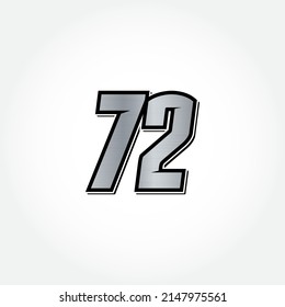 Simple Silver Racing Start Number 72 Vector Template