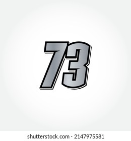 Simple Silver Racing Start Number 73 Vector Template