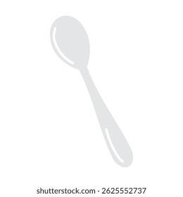 Simple silver spoon resting on a white background showcasing its sleek design and shape