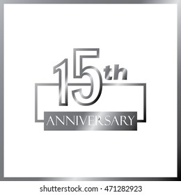 simple silver square 15th anniversary design