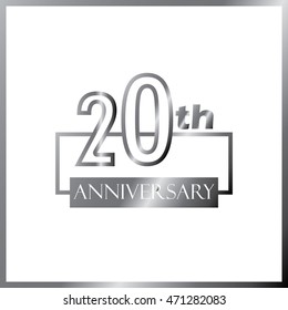 simple silver square 20th anniversary design